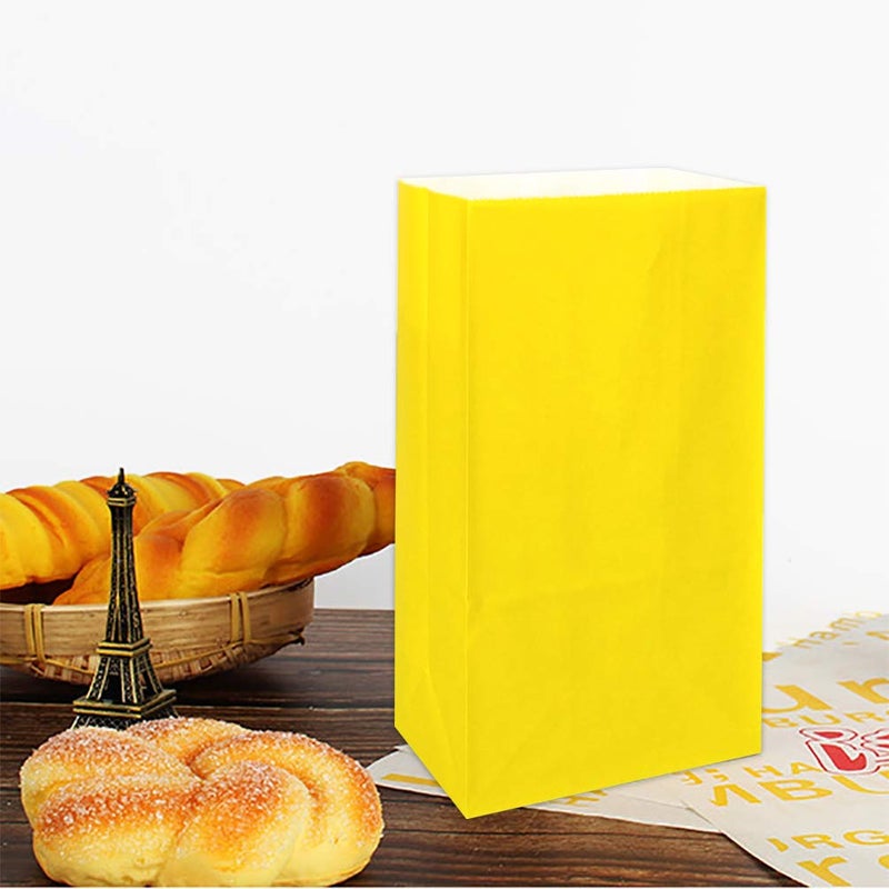 KEYYOOMY Small Yellow Paper Bags Yellow Party Goodie Bags Party Favor Bag Paper Lunch Bag (100 CT, 4.7x2.4x8.7 In) - Image 4